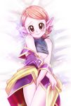  areola_slip areolae breasts chronoa dragon_ball dragon_ball_heroes earrings highres jewelry looking_at_viewer pink_hair pink_skin pointy_ears pomeranianko potara_earrings red_eyes short_hair smile solo sparkle underboob 