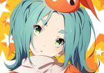  :o aqua_hair commentary_request eyebrows green_eyes hat looking_at_viewer monogatari_(series) ntend ononoki_yotsugi short_eyebrows short_hair short_twintails solo thick_eyebrows twintails 