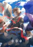  angel_wings armor blue_sky brown_hair feathered_wings granblue_fantasy hood male_focus multicolored multicolored_wings multiple_wings sandalphon_(granblue_fantasy) seraph short_hair sky smile solo someta_ni wings 