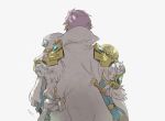  3girls blonde_hair blue_hair brother_and_sister cape commentary crown dress feather_trim fire_emblem fire_emblem_heroes fjorm_(fire_emblem_heroes) from_behind gradient_hair group_hug gunnthra_(fire_emblem) hrid_(fire_emblem_heroes) hug long_sleeves multicolored_hair multiple_girls pink_hair sasaki_(dkenpisss) short_hair shoulder_armor siblings signature silver_hair simple_background sisters veil white_background white_hair ylgr_(fire_emblem_heroes) 