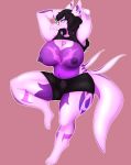  2019 anthro anthrofied big_breasts breasts clothed clothing clothing_lift elle_andrews eyewear female glasses hair huge_breasts nintendo nipples pok&eacute;mon pok&eacute;mon_(species) pok&eacute;morph pururing salazzle scalie shirt shirt_lift solo sportswear thick_thighs video_games voluptuous 