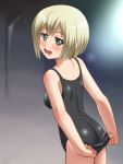  1girl awa blonde_hair erica_hartmann green_eyes strike_witches swimsuit swimsuit_pull world_witches_series 