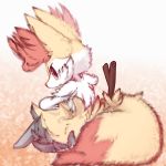  angry anthro braixen chest_tuft dipstick_tail fluffy fluffy_tail from_behind_(disambiguation) hi_res inner_ear_fluff looking_at_viewer multicolored_tail nintendo nyaswitchnya pok&eacute;mon pok&eacute;mon_(species) sitting solo stick tuft video_games 
