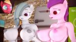  3d_(artwork) absurd_res anthro between_breasts big_breasts big_macintosh_(mlp) blood breasts dashie116 digital_media_(artwork) equid female friendship_is_magic hi_res horn male mammal marble_pie_(mlp) my_little_pony nipples nosebleed sugar_belle_(mlp) unicorn 