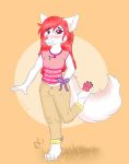  &lt;3 absurd_res alternate_species anthro artemis_tsukino blouse blush bow bulge canid canine canis chibi clothing domestic_dog fur girly hair hi_res husky long_hair long_tail male mammal pants paws pink_eyes pink_hair pink_nose shy solo unknown_artist white_fur 