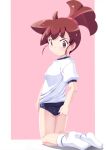  1girl brown_eyes brown_hair gym_uniform haruno_kasumi kasumin 