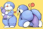  2018 anal anal_masturbation anal_penetration big_butt blue_body butt collar digital_media_(artwork) dildo doraemon doraemon_(character) elchilenito hi_res huff male masturbation multiple_poses penetration pose sex_toy simple_background slightly_chubby smile solo tailwag thick_thighs toying_self wide_hips yellow_background 