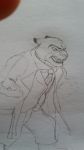  anthro black_and_white disney felid jaguar lettup male mammal monochrome pantherine solo traditional_media_(artwork) zootopia 