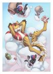  2019 anthro bath breasts cloud digital_media_(artwork) domestic_cat felid feline felis female loupgarou mammal nude outside pantherine paws relaxing rubber_duck siamese smile stripes tamara tiger water yin_yang 