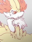  anthro blush braixen breasts chest_tuft covering_chest dipstick_tail embarrassed female fluffy fluffy_tail inner_ear_fluff multicolored_tail navel nintendo nyaswitchnya pok&eacute;mon pok&eacute;mon_(species) solo stick tuft video_games 