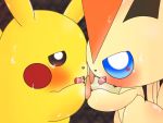  &lt;3 2019 ambiguous_gender blue_eyes blush butt_wings crying digital_media_(artwork) duo feral hand_holding kissing legendary_pok&eacute;mon mammal nintendo pikachu pok&eacute;mon pok&eacute;mon_(species) ritoning8810 simple_background sweat tears tongue tongue_out victini video_games wings yellow_body 