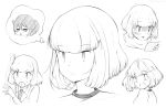  blush frankseven kuroki_tomoko monochrome paper ponytail scarf seifuku short_hair sketch tears tie uchi_emiri watashi_ga_motenai_no_wa_dou_kangaetemo_omaera_ga_warui! 