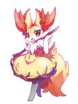  anthro braixen chest_tuft dipstick_tail female happy hi_res inner_ear_fluff looking_at_viewer multicolored_tail navel nintendo nyaswitchnya pok&eacute;mon pok&eacute;mon_(species) solo stick tuft video_games 