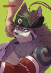 biceps canid canine canis caressing_face cover human invalid_tag male mammal muchi2_maru muscular muscular_male pecs temujin tokyo_afterschool_summoners video_games wolf 
