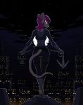  aliasing anthro city clothed clothing ear_piercing ear_ring female fur grappling_hook hair hi_res lady_merci looking_at_viewer looking_back mammal moon night phlegraofmystery piercing pink_hair purple_eyes rat rodent solo thigh_gap thin_waist whiskers white_fur wide_hips 