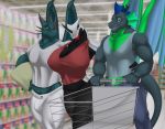  android angela-45 anthro armor big_breasts breasts bulge clothed clothing cyber_dragon digital_media_(artwork) dragon female food grocery_store horn huge_breasts machine male nolollygagging public reptile robot scalie smile thick_thighs walter-07 wings xarda 