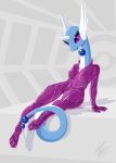  aliasing anthro breasts clothing dragonair eyelashes eyeshadow female feral goo_transformation horn lipstick makeup nintendo nipples nude phlegraofmystery pok&eacute;mon pok&eacute;mon_(species) prosthetic purple_eyes sitting smile solo suit video_games 