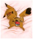  3_toes ahegao anal anal_penetration bedding blush brown_eyes brown_fur dipstick_ears dipstick_tail electricity female feral fluffy fur hi_res lamborghinilly long_ears looking_back looking_pleasured multicolored_tail nintendo one_ear_down penetration pikachu pikanilly pok&eacute;ball pok&eacute;mon pok&eacute;mon_(species) pokestuff pussy solo stripes_(marking) toes video_games yellow_fur 