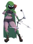  2019 abs alien arrow boots bow breasts cloak clothed clothing digital_media_(artwork) female flora_fauna floran footwear hi_res holding_object holding_weapon hood humanoid not_furry plant ranged_weapon solo standing standing_tough starbound thick_thighs video_games weapon wide_hips 