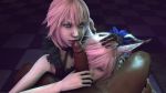  2girls 3d bayernsfm cum final_fantasy final_fantasy_xiii interracial lightning_farron lumina_(ffxiii) multiple_girls penis pink_hair siblings sisters 