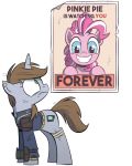  2019 alpha_channel brown_hair digital_media_(artwork) equid fallout_equestia fallout_equestria fan_character friendship_is_magic green_eyes hair hooves horn littlepip mammal my_little_pony pinkie_pie_(mlp) poster simple_background transparent_background unicorn wandrevieira1994 
