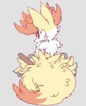  anthro braixen dipstick_tail fluffy fluffy_tail from_behind_(disambiguation) inner_ear_fluff looking_at_viewer multicolored_tail nintendo nyaswitchnya pok&eacute;mon pok&eacute;mon_(species) sitting solo stick video_games 