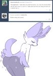 anthro ask_blog blush braixen butt dipstick_tail embarrassed eyes_closed fluffy fluffy_tail from_behind_(disambiguation) hi_res inner_ear_fluff multicolored_tail nintendo pok&eacute;mon pok&eacute;mon_(species) shiny_pok&eacute;mon tumblr video_games zabanya 