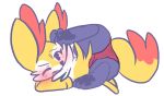  blush braixen camel_toe chest_tuft clothing dipstick_tail female fluffy fluffy_tail inner_ear_fluff looking_at_viewer lying multicolored_tail nintendo panties pok&eacute;mon pok&eacute;mon_(species) solo tuft underwear video_games zabanya 