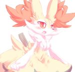  2019 anthro blush braixen chest_tuft dipstick_tail fluffy fluffy_tail hi_res inner_ear_fluff multicolored_tail navel nintendo nyaswitchnya pok&eacute;mon pok&eacute;mon_(species) solo stick tuft video_games 