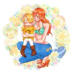 1boy 1girl age_difference blonde_hair breasts cleavage nami_(one_piece) one_piece orange_hair sanji smile tattoo 