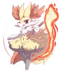  anthro blush braixen chest_tuft dipstick_tail fire fluffy fluffy_tail happy inner_ear_fluff multicolored_tail navel nintendo nyaswitchnya pok&eacute;mon pok&eacute;mon_(species) solo stick tuft video_games 