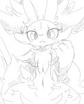  anthro blush braixen chest_tuft dipstick_tail female fluffy fluffy_tail graphite_(artwork) happy inner_ear_fluff looking_at_viewer multicolored_tail navel nintendo nyaswitchnya pencil_(artwork) pok&eacute;mon pok&eacute;mon_(species) solo traditional_media_(artwork) tuft video_games 