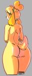  animal_crossing anthro breasts butt canid canine canis conditional_dnp domestic_dog female fur hair isabelle_(animal_crossing) kippy looking_back mammal nintendo nude pussy rear_view shih_tzu simple_background smile solo video_games yellow_fur 