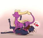  &lt;3 cynder dragon duo eating_feces feces female feral hi_res male male/female mammal open_mouth pooping rear_view scalie scat simple_background spyro spyro_the_dragon tongue video_games western_dragon 