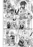  amatsukaze_(kantai_collection) bangs black_legwear comic dress hair_ornament hat kantai_collection long_hair lowleg_pantyhose mini_hat monochrome multiple_girls nichika_(nitikapo) open_mouth pantyhose sailor_collar sailor_dress seamed_legwear shimakaze_(kantai_collection) shirt short_hair side-seamed_legwear smile tokitsukaze_(kantai_collection) yukikaze_(kantai_collection) 