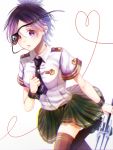  1girl breasts chrome_dokuro commentary_request eyepatch katekyo_hitman_reborn! looking_at_viewer painttool_sai purple_eyes purple_hair short_hair simple_background skirt solo toki_runa white_background 