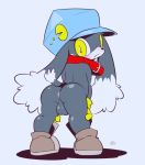  ambiguous_species anus backsack balls blush butt clothing collar cub footwear gloves hands_on_knees hat klonoa klonoa_(series) looking_back male mammal shadow shoes simple_background solo standing video_games white_background woory yellow_eyes young 