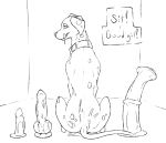  101_dalmatians 2019 anatomically_correct animal_genitalia animal_pussy canid canine canine_dildo canine_pussy canis collar cum cum_inside dalmatian dialogue digital_media_(artwork) dildo disney domestic_dog english_text equine_dildo female feral fur hi_res knot mammal messy perdita psy101 pussy saliva sex_toy simple_background smile solo spots spotted_fur text wet 