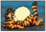  anthro booshie claws digitigrade felid kaydex male male_pregnancy mammal nude pantherine pregnant reclining solo tiger 