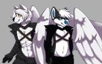  alex_phoenix angel anthro armor black_fur blue_eyes canid canine canis clothed clothing digital_media_(artwork) feathered_wings feathers fur hair looking_at_viewer male mammal muscular pilosan sebris simple_background sloth smile thepsychosloth tribal warrior white_fur wings wolf xenarthran yellow_eyes 