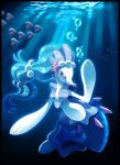  bubble creature creatures_(company) dark eyelashes game_freak gen_3_pokemon gen_7_pokemon highres light luvdisc nintendo no_humans pokemon pokemon_(creature) primarina samantha_j_stroh underwater watermark web_address 