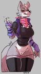  anthro beckoning big_breasts bottomless breasts canid canine canis clothed clothing conditional_dnp crossgender eyewear female kippy legwear mammal navel nintendo pussy smile solo star_fox video_games wolf wolf_o&#039;donnell 