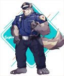  2019 anthro biceps canid canine clothed clothing digital_media_(artwork) forgetch fur hat hi_res male mammal police_uniform shirt tuft uniform 