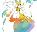  2015 abstract_background big_breasts breasts cleavage clothed clothing dragon female fire jeans jewelry moles pants uriell3 