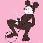  anthro anus balls biting_lip black_fur butt cum cumshot disney ejaculation erection feet fur glans half-closed_eyes heddy hi_res humanoid_feet humanoid_hands humanoid_penis male mammal masturbation mickey_mouse mouse nude orgasm penile_masturbation penis perineum pink_glans rodent simple_background sitting solo spreading uncut 