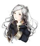  1girl blush cape female_my_unit_(fire_emblem:_kakusei) fire_emblem fire_emblem:_kakusei gloves highres long_hair looking_at_viewer my_unit_(fire_emblem:_kakusei) nintendo open_mouth robe roroichi silver_hair simple_background smile solo super_smash_bros. super_smash_bros._ultimate twintails white_hair yellow_eyes 