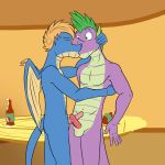  anthro balls dragon erection friendship_is_magic fuze hi_res humanoid_penis kissing male male/male my_little_pony nude penis scalie sharp_(fuze) spike_(mlp) surprise 