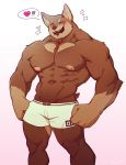  2019 abs absurd_res anthro biceps canid canine canis clothing domestic_dog dona908 fur hi_res male mammal muscular muscular_male nipples pecs standing underwear 