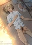  blonde_hair bottomless eyes_closed flaccid foreskin hairy_testicles kaworu_(artist) natsume_takashi natsume_yuujinchou penis pubic_hair sleeping 