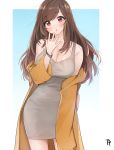  breast_hold cleavage dress fpanda sweater the_idolm@ster the_idolm@ster_shiny_colors tsukioka_kogane 